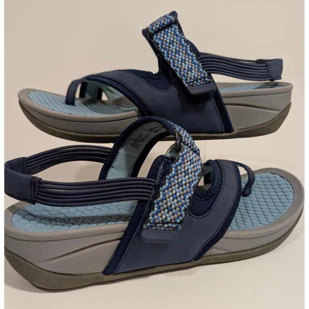 BareTraps Danique Sport Sandals 9M Navy Blue Grey Hook And Loop Strappy
